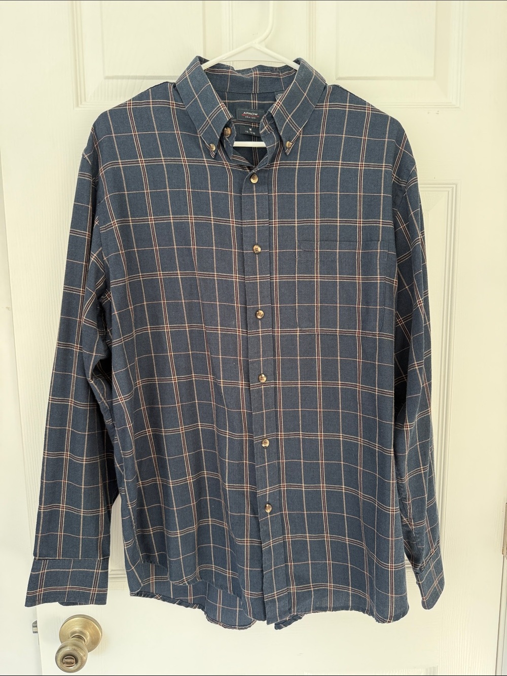 Arrow Men’s Navy Plaid Sport Coat with Tan Windowpane